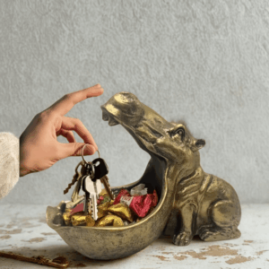 Art deco vízilovas kulcstartó szobor - arany