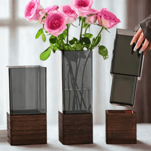 Modern füstszínű akril váza 3db szett