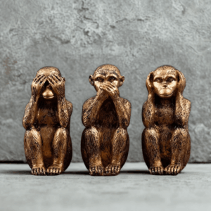 Bronz majmocskák szobor szett 3 db