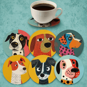 Modern hőálló poháralátét 6 db- kutyák