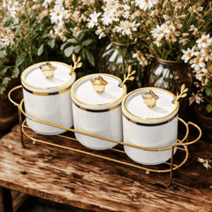 Fűszertároló szett - fehér 4 db