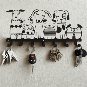 Fali kulcstartó akasztó - kutyák