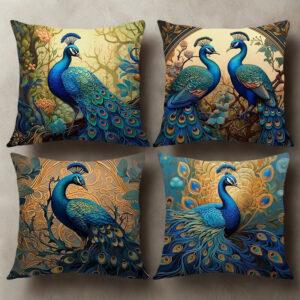 Retro pávás párnahuzat szett 4 db